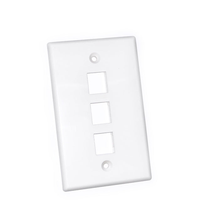 TEXONIC 3 Port Keystone Wall Plate - White - TEXONIC AV Inc