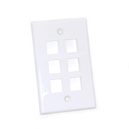 TEXONIC 6 Port Keystone Wall Plate - White - TEXONIC AV Inc