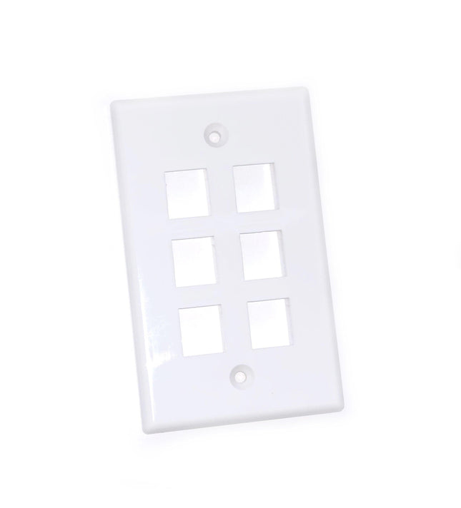 TEXONIC 6 Port Keystone Wall Plate - White - TEXONIC AV Inc