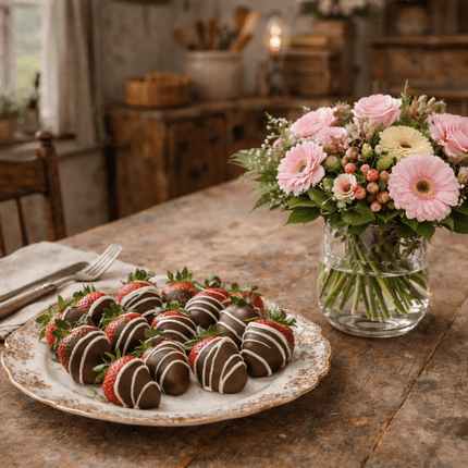 Local Love Combo - Chocolate Covered Strawberries & Flowers - JustSimcoe.ca