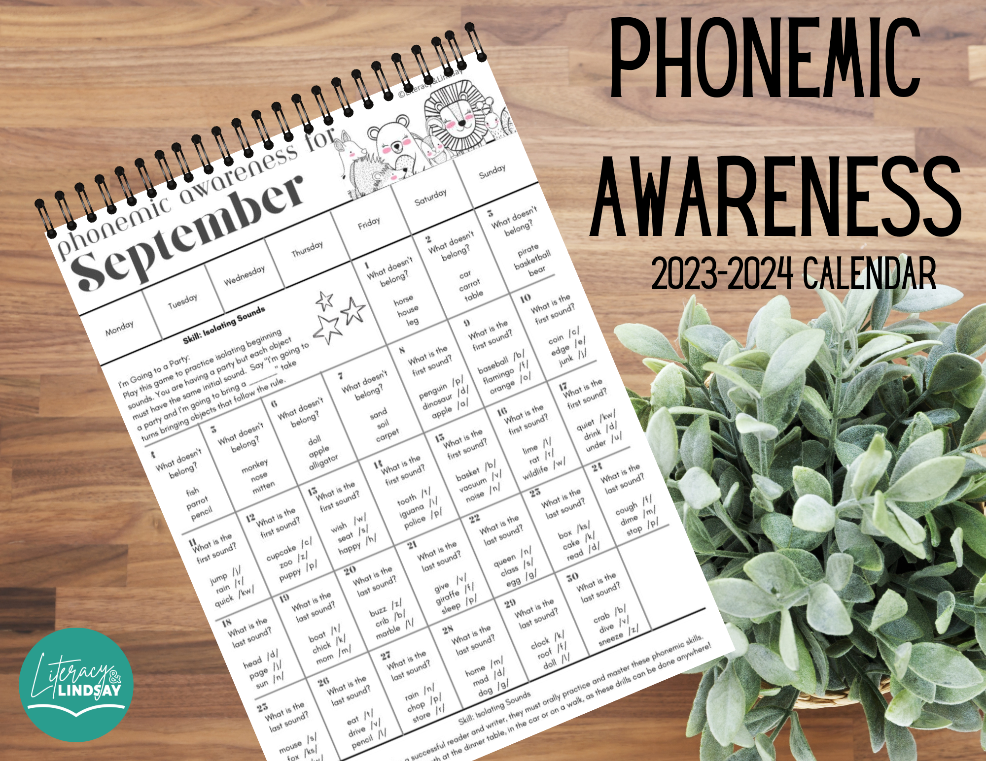 2023-2024 Phonemic Awareness Calendar
