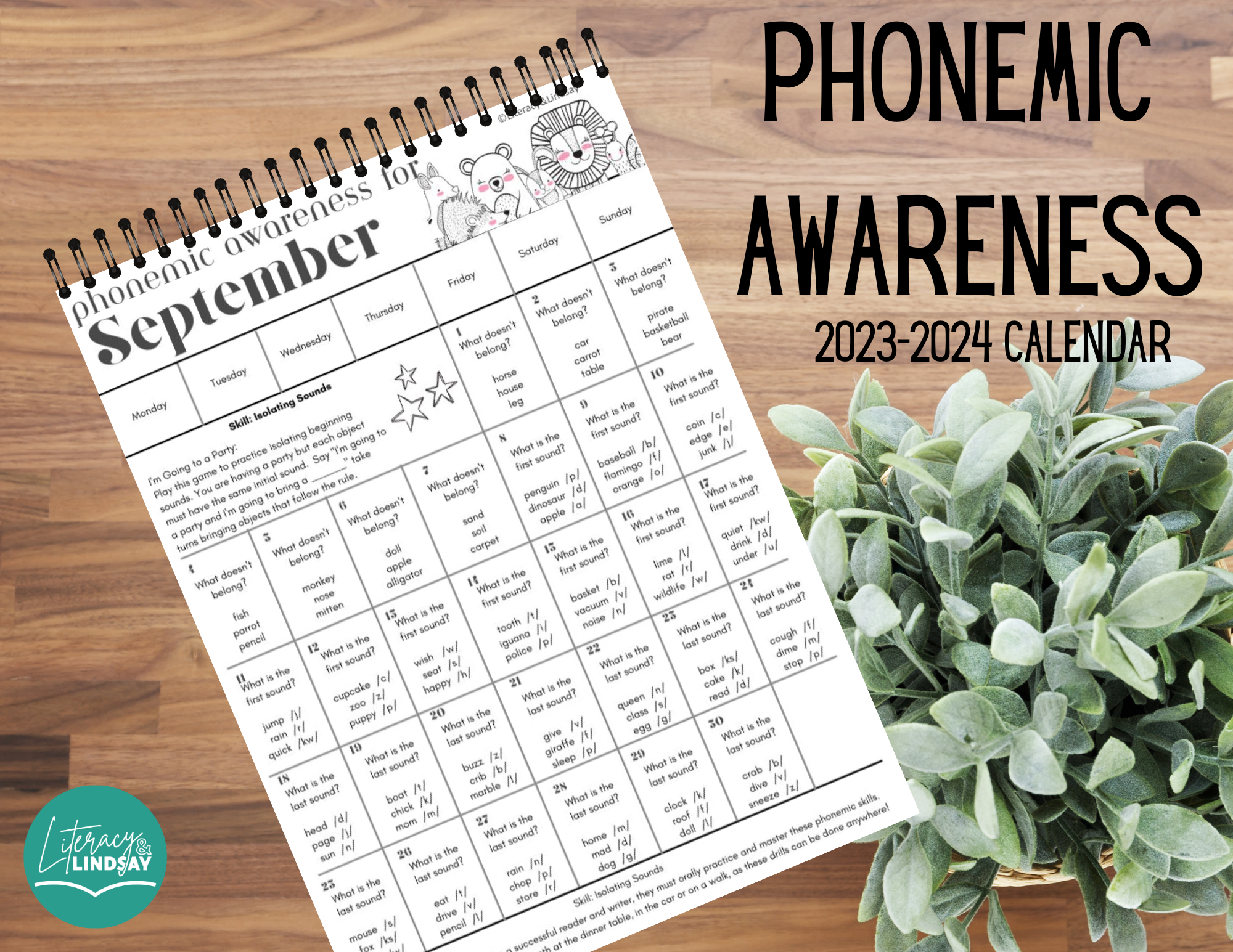 Phonemic Awareness Calendar - September