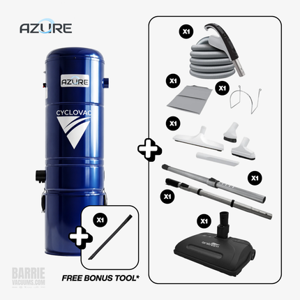 Cyclo Vac Azure Central Vacuum + Carpet & Floor Kit