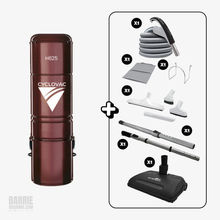 Cyclo Vac H625 Central Vacuum + Carpet & Floor Kit