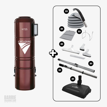 Cyclo Vac H725 Central Vacuum + Carpet & Floor Kit
