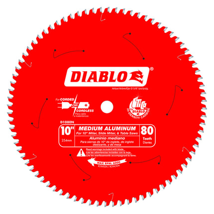 Diablo 10" x 80 Tooth Medium Aluminum Saw Blade