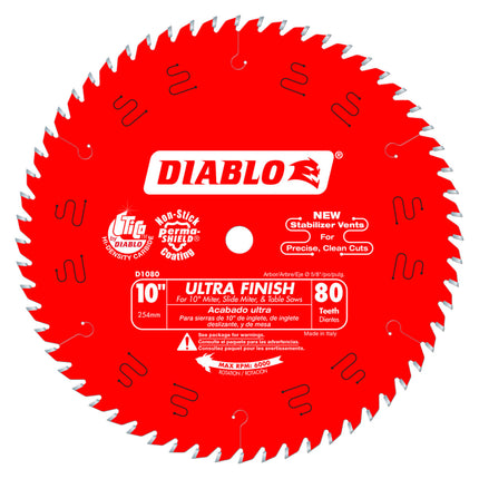 Diablo 10" x 80 Tooth Ultra Finish Saw Blade