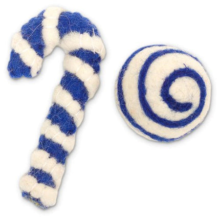 DHARMA DOG HOLIDAY BALL/CANE BLU 2PK - Just Simcoe