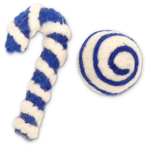 DHARMA DOG HOLIDAY BALL/CANE BLU 2PK - Just Simcoe