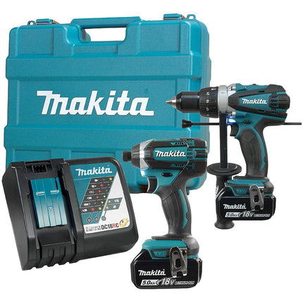 Makita 18V Hammer Drill / Impact Combo Kit w/ 2 x 5.0Ah Batteries