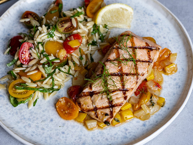 Grilled Lemon-Basil Atlantic Salmon Fillet Dinner