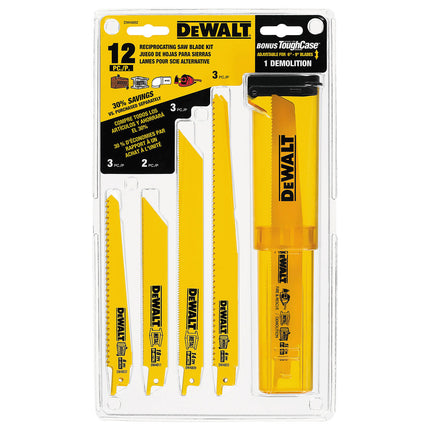 DeWalt Reciprocating Saw Blades, Bi-Metal Set With Case, 12-Piece