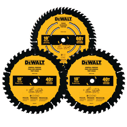 DeWalt 3 Pack 10″ Blades 60T/60T/40T