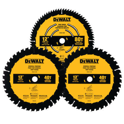 DeWalt 3 Pack 12″ Blades 80T/40T/40T