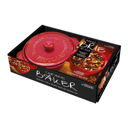 Red Ceramic Baker Gift Set-Cranberry Almond Brie Topping