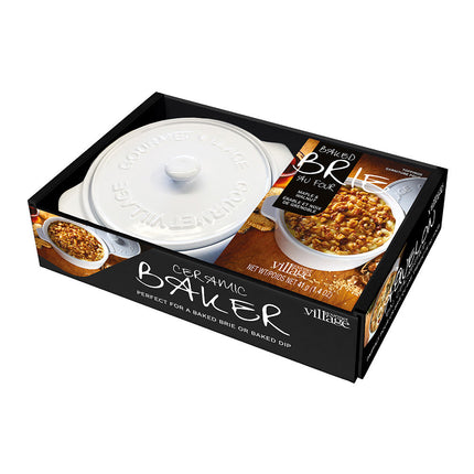 White Ceramic Baker Gift Set- Maple Walnut Brie Topping