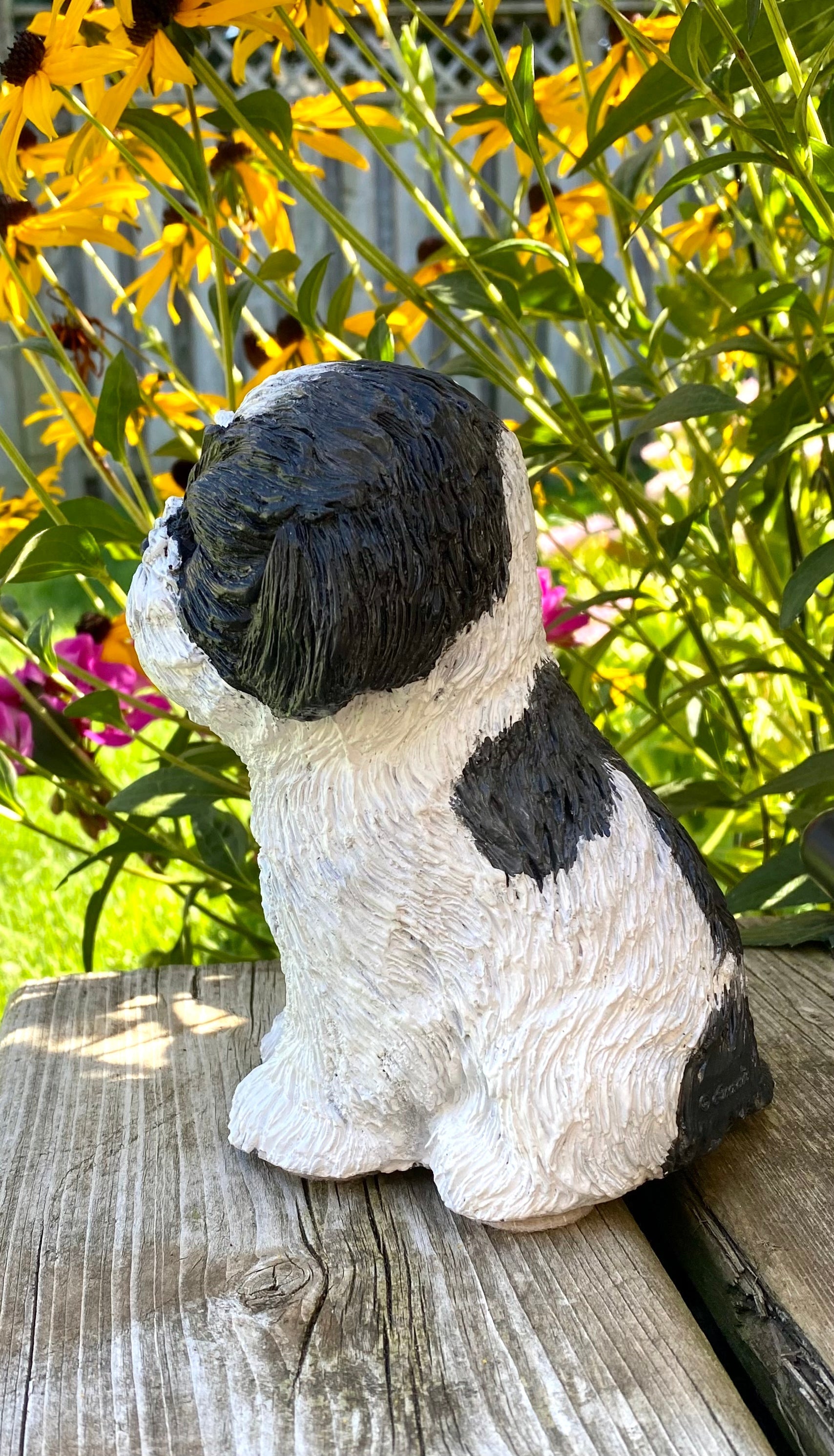 Shih Tzu/Maltese Dog Concrete Garden Statue, Shih Tzu/Maltese Dog Indoor/Outdoor Statue