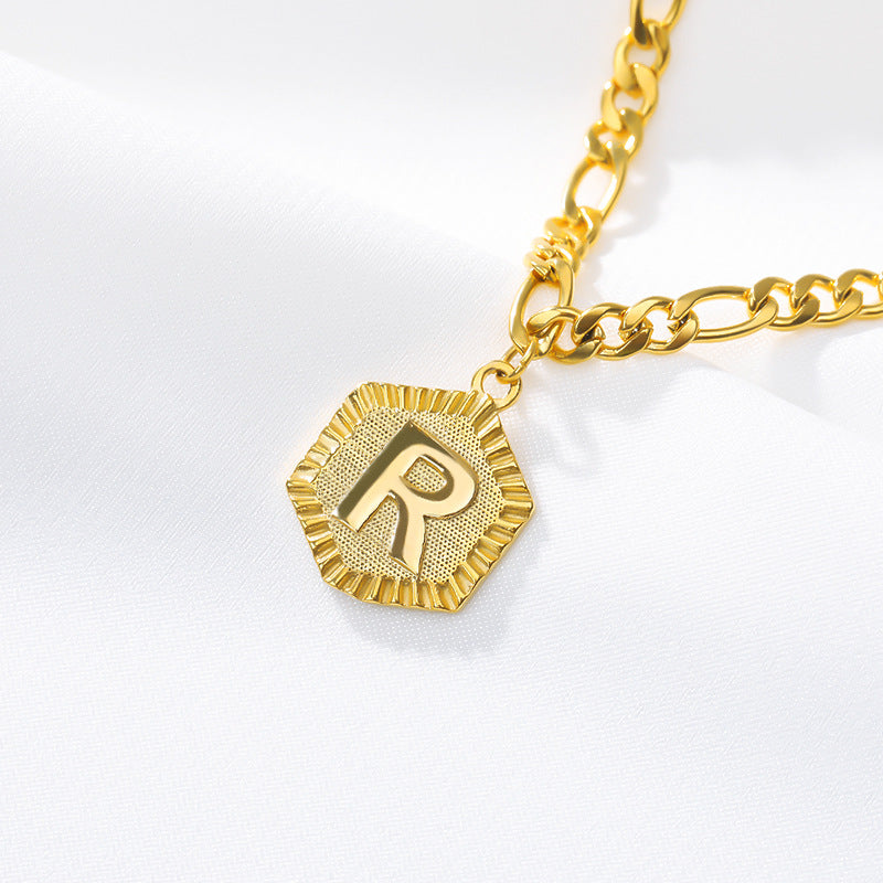 Hex Initial Stainless Steel 18k Gold Plated Anklet