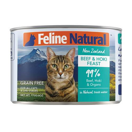 FELINE NATURAL BEEF/HOKI CAT CAN 6OZ