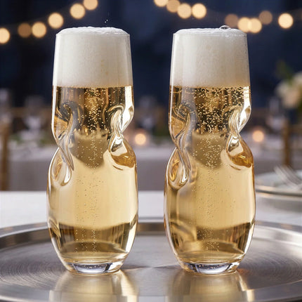 BUBBLES Sparkling Wine / Champagne Stemless Glasses- Set of 2