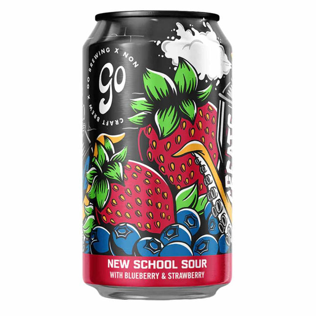 Go Brewing New School Sour with Blueberry & Strawberry Non-Alcoholic Sour Beer