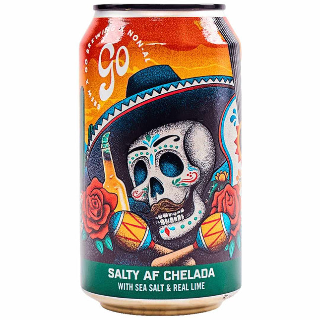 Go Brewing Salty AF Chelada Non-Alcoholic Beer with Sea Salt & Real Lime