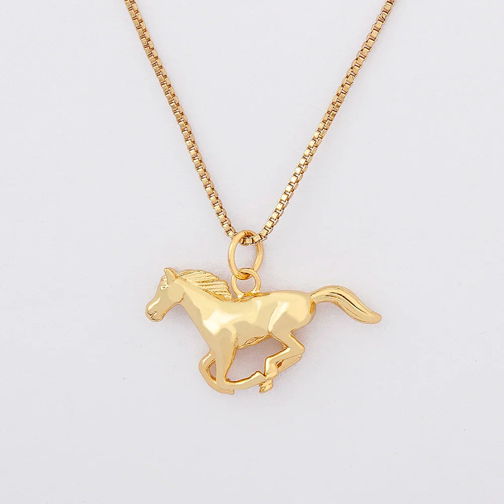 Wild Stallion Gold Pendant Necklace
