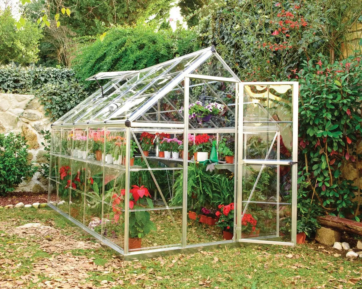 Harmony™ 6 ft. x 10 ft. Greenhouse Clear Panels Silver Frame | Palram-Canopia