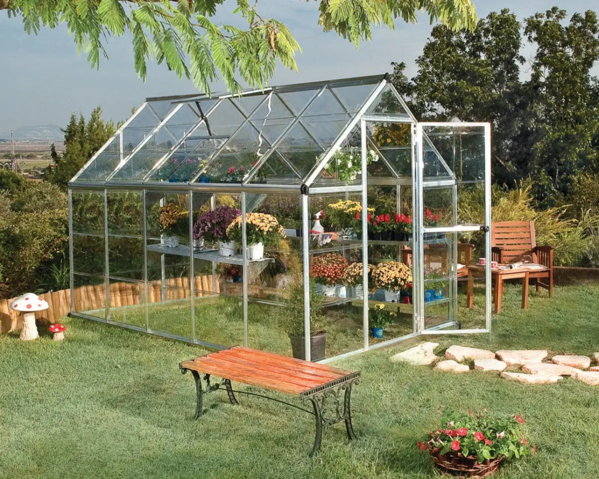 Harmony™ 6 ft. x 10 ft. Greenhouse Clear Panels Silver Frame | Palram-Canopia