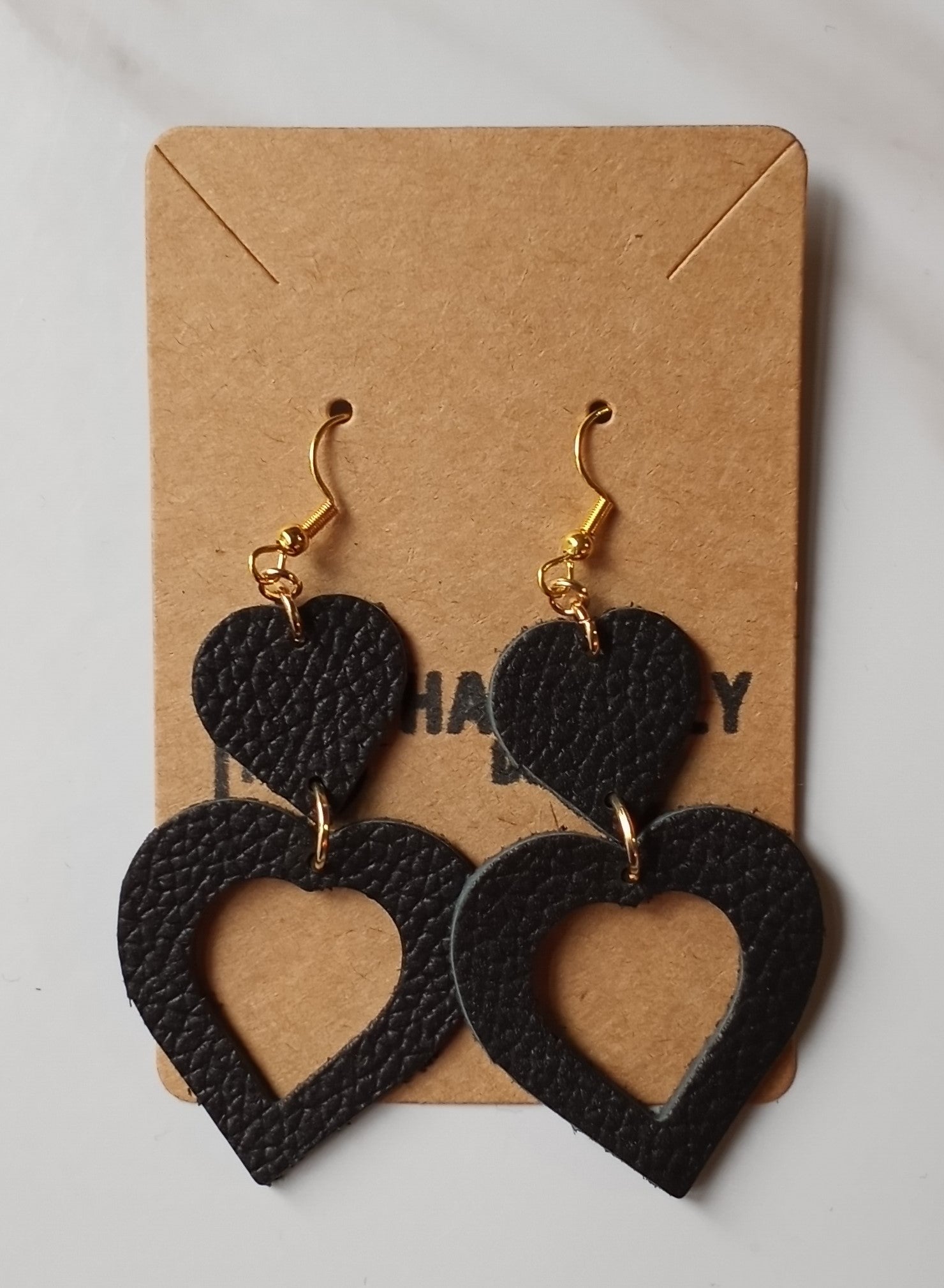 Black Heart Cutout Leather Earrings
