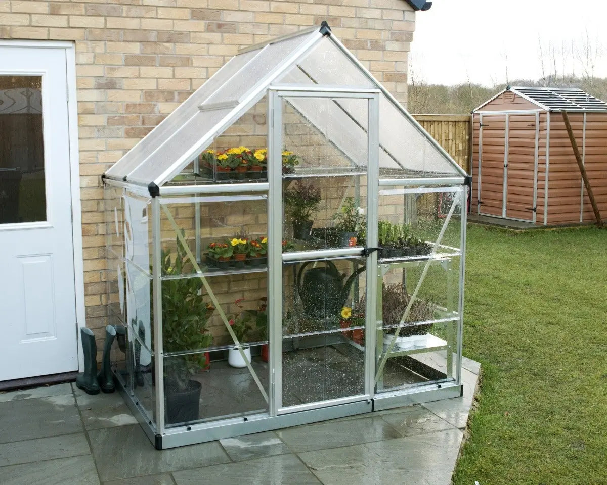 Hybrid™ 6 ft. x 4 ft. Greenhouse Clear & Twin Wall Silver Frame | Palram-Canopia