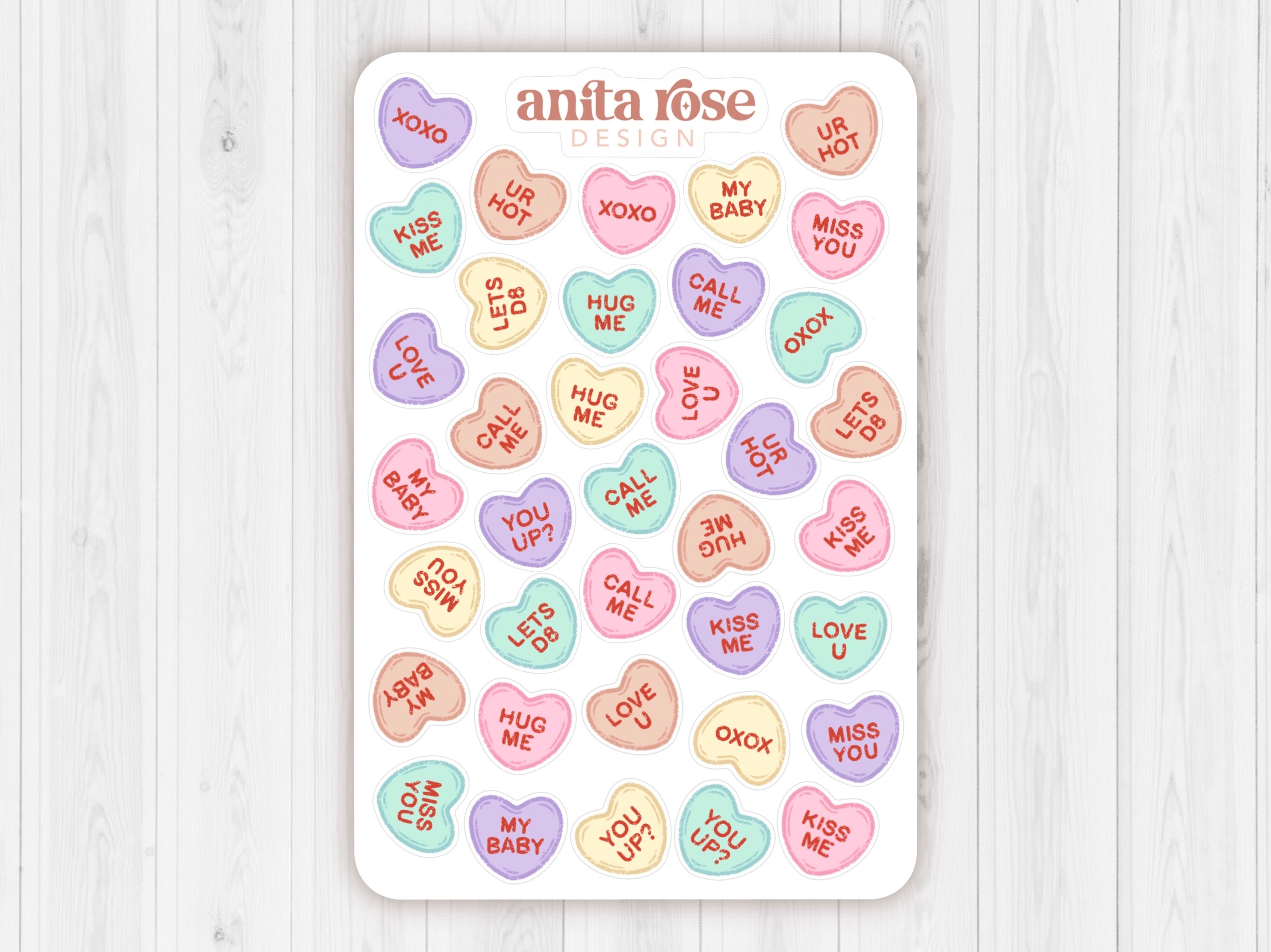 Pro-Valentine's Day Conversation Hearts Sticker Sheet