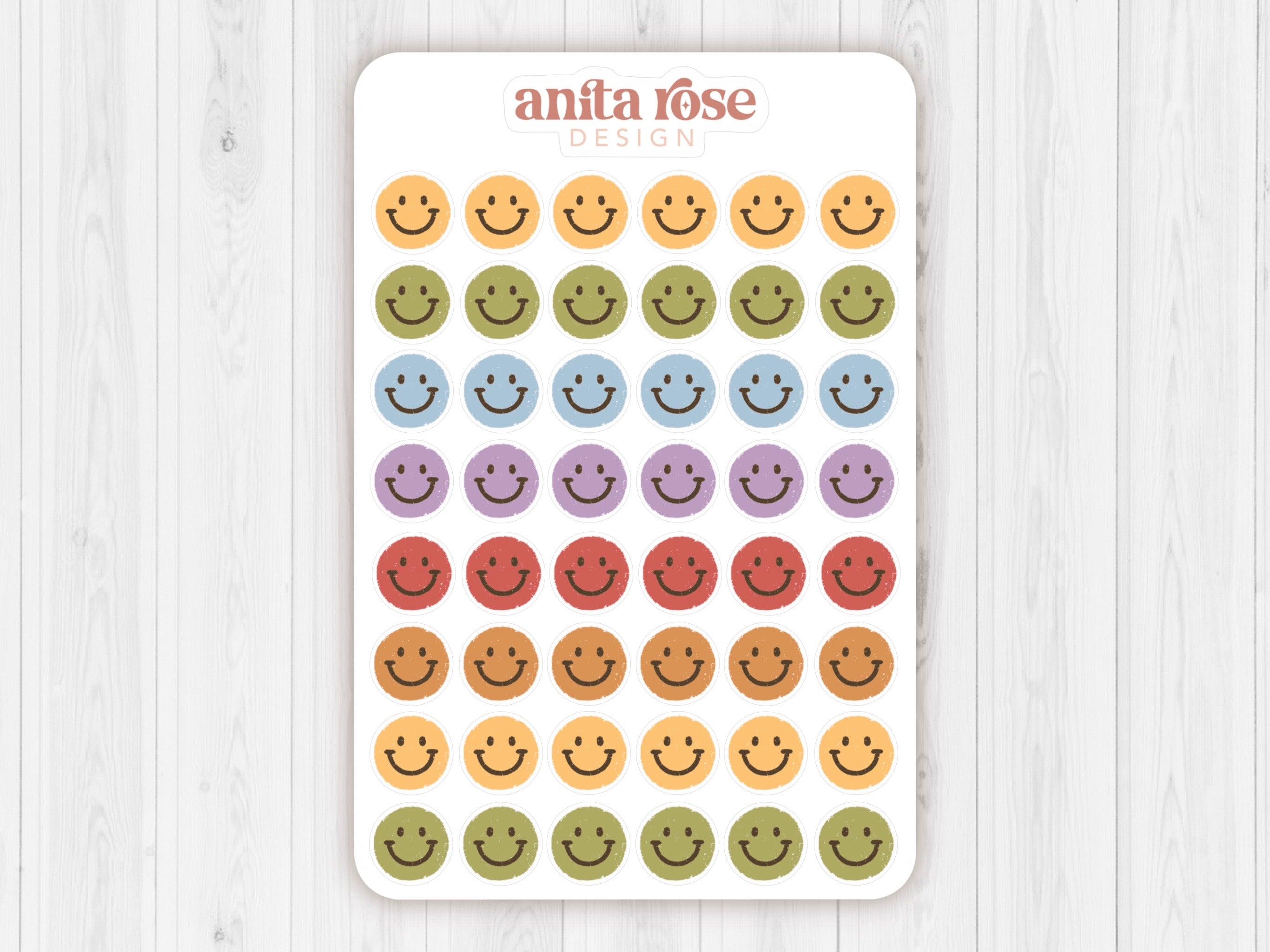 Rainbow Smiley Faces Sticker Sheet