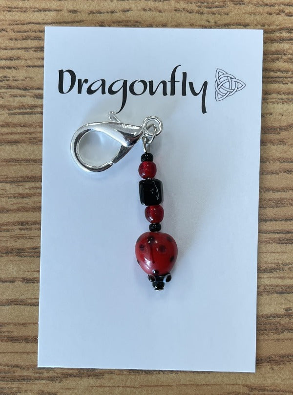 Dragonfly Handmade Stitch Marker, Ladybug