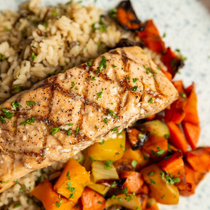 Grilled Atlantic Salmon Fillet in Smoky Maple Butter