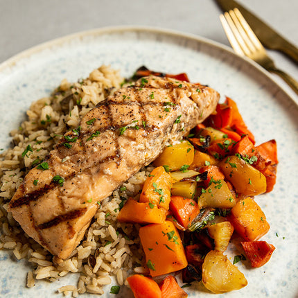 Grilled Atlantic Salmon Fillet in Smoky Maple Butter