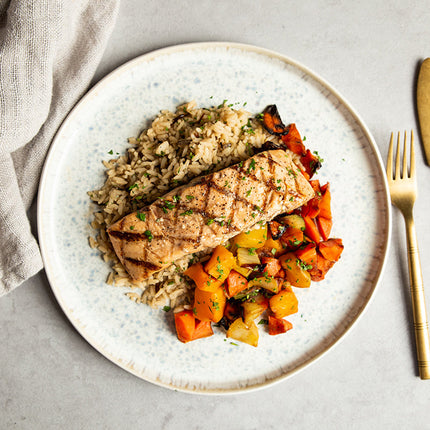 Grilled Atlantic Salmon Fillet in Smoky Maple Butter