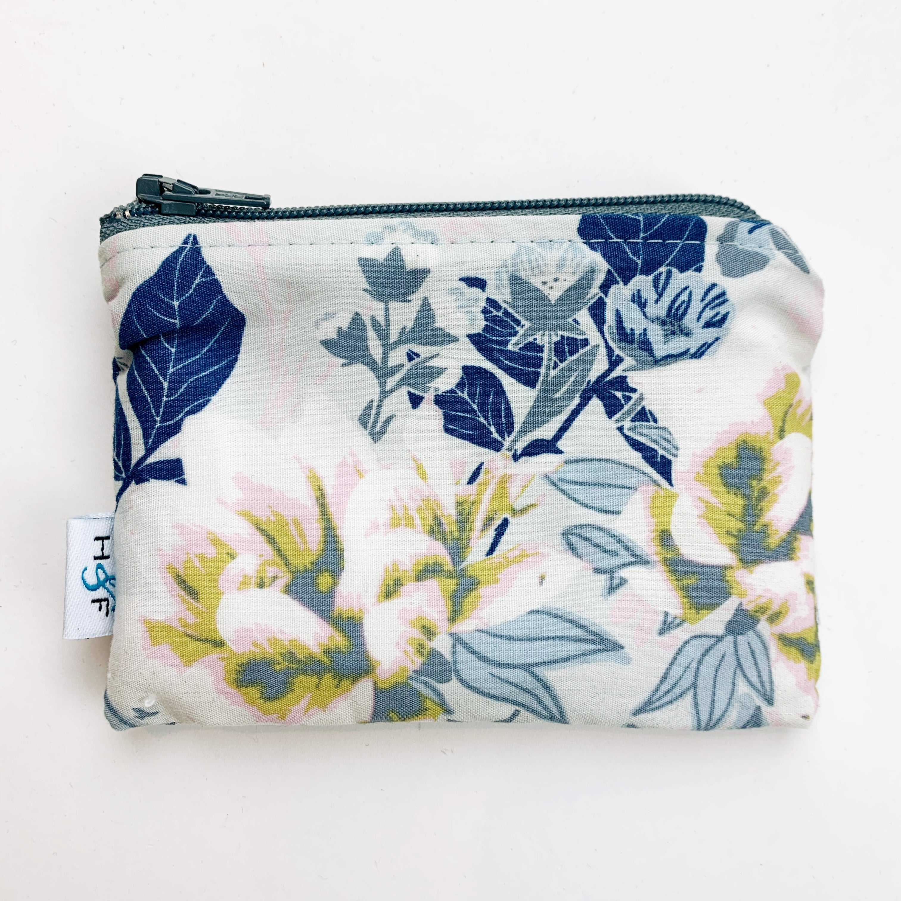 SMALL ReUsable Snack Bag - dusty blue floral