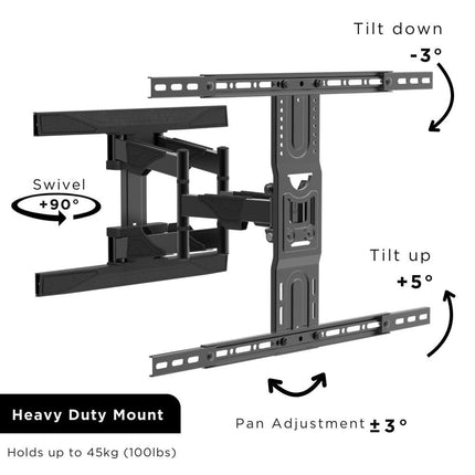 Full Motion TV Wall Mount: Slim Profile, Supports 37” to 75” TVs, Holds up to 100 lbs - TEXONIC AV Inc