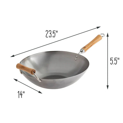 Carbon Steel Flat Bottom Wok- 14"
