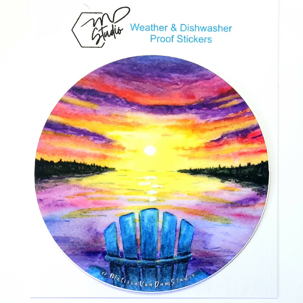 "Muskoka View" Circle Sticker 75mm Weather + Dishwasher Safe