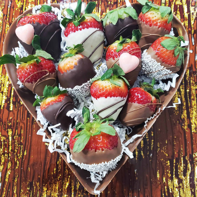 "Pre-Order Only"                                                     Dipped Strawberry Chocolate Heart Tray