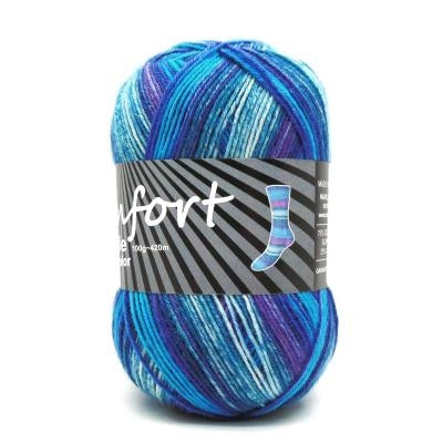 Comfort Wolle Sock 4-Ply - 07.623 Blue & Purple Stripe