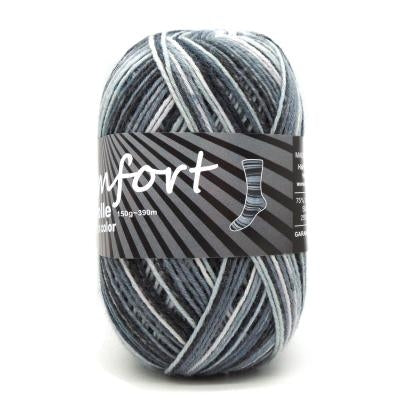 Comfort Wolle 6-Ply Color - 11 Grey/Black Stripe