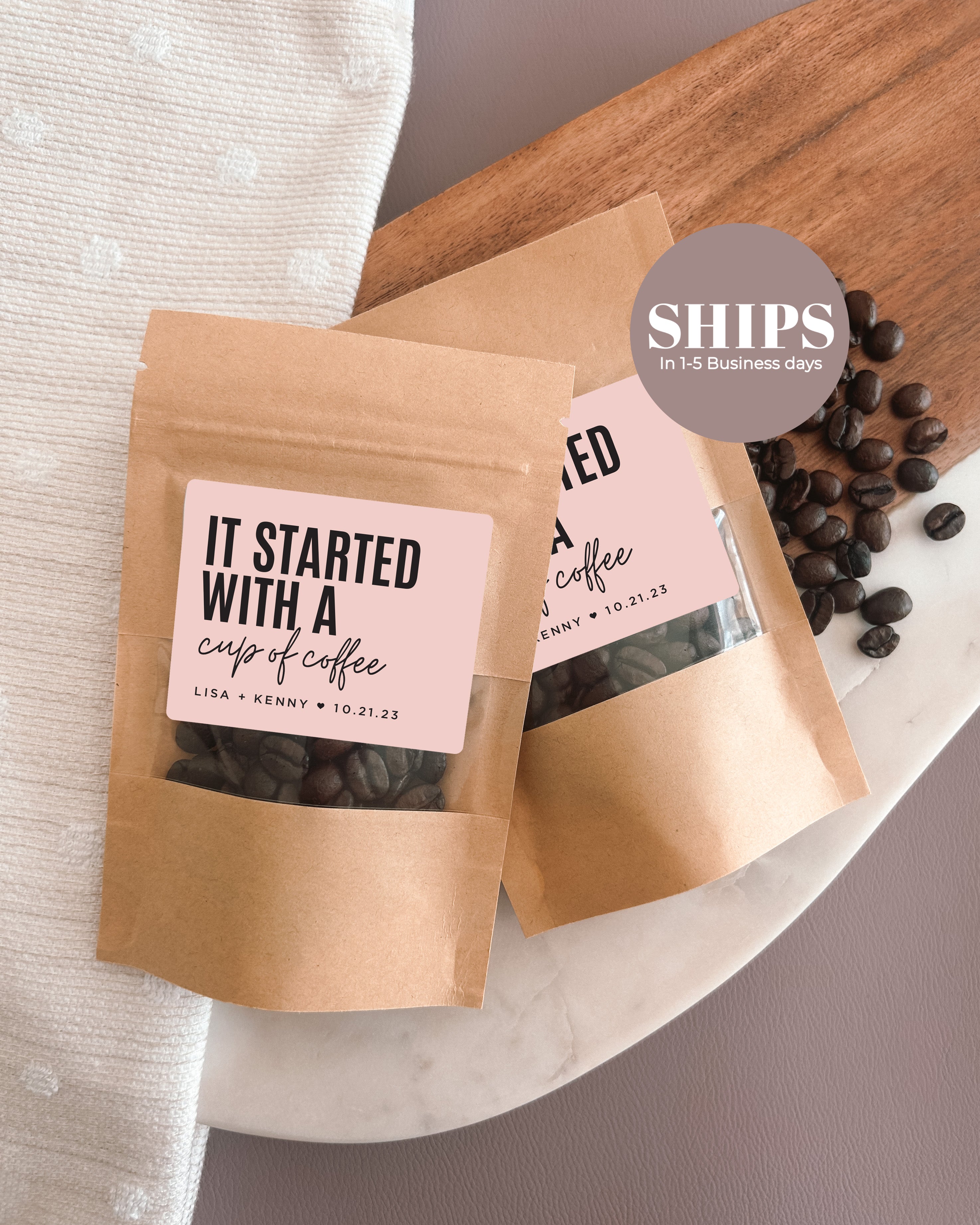 Started With A Cup Of Coffee | Wedding Favour Bags