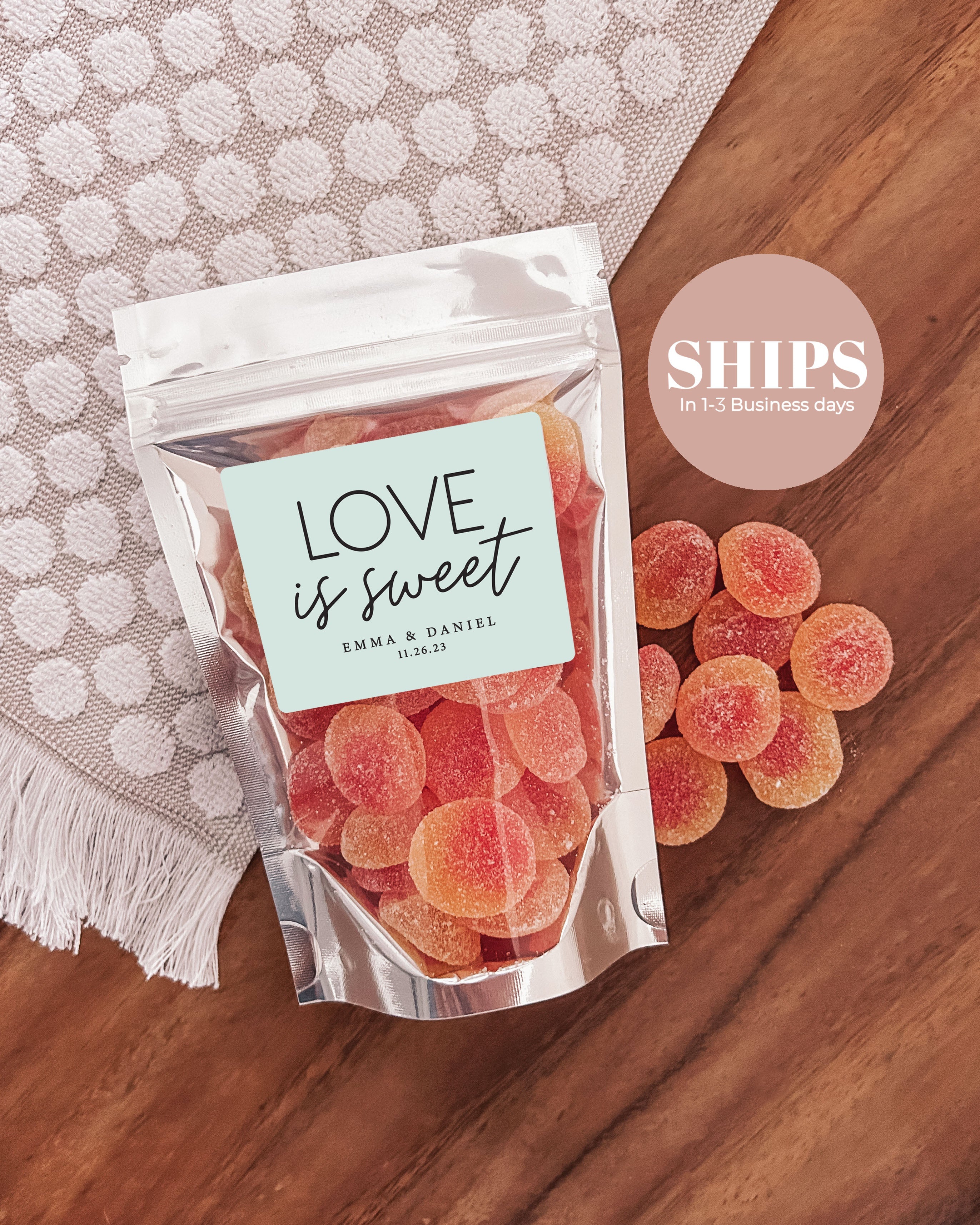 Multi Colour Love is Sweet | Candy Wedding Favour Bag (Silver)