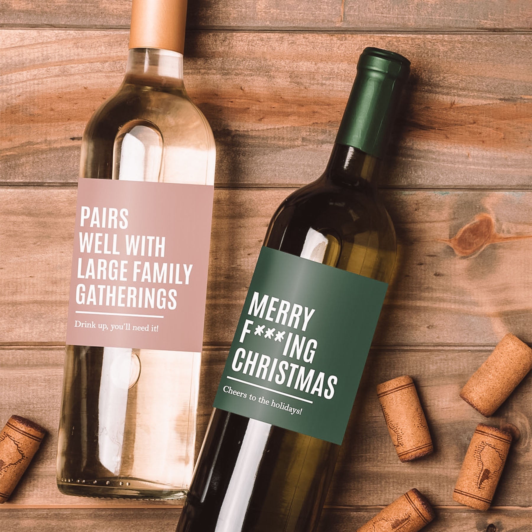 Funny Christmas Wine Labels | 4 Design Options
