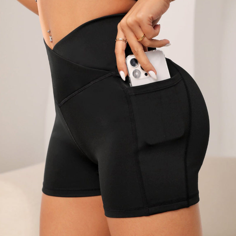 Womens Yoga Shorts with Phone Pocket