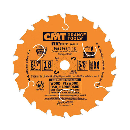 CMT ITK Plus 6 1/2" X 18 Tooth Circular Saw Blade