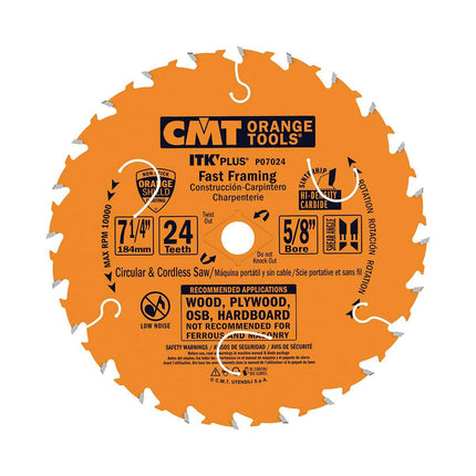 CMT ITK Plus 7 1/4" X 24 Tooth Circular Saw Blade